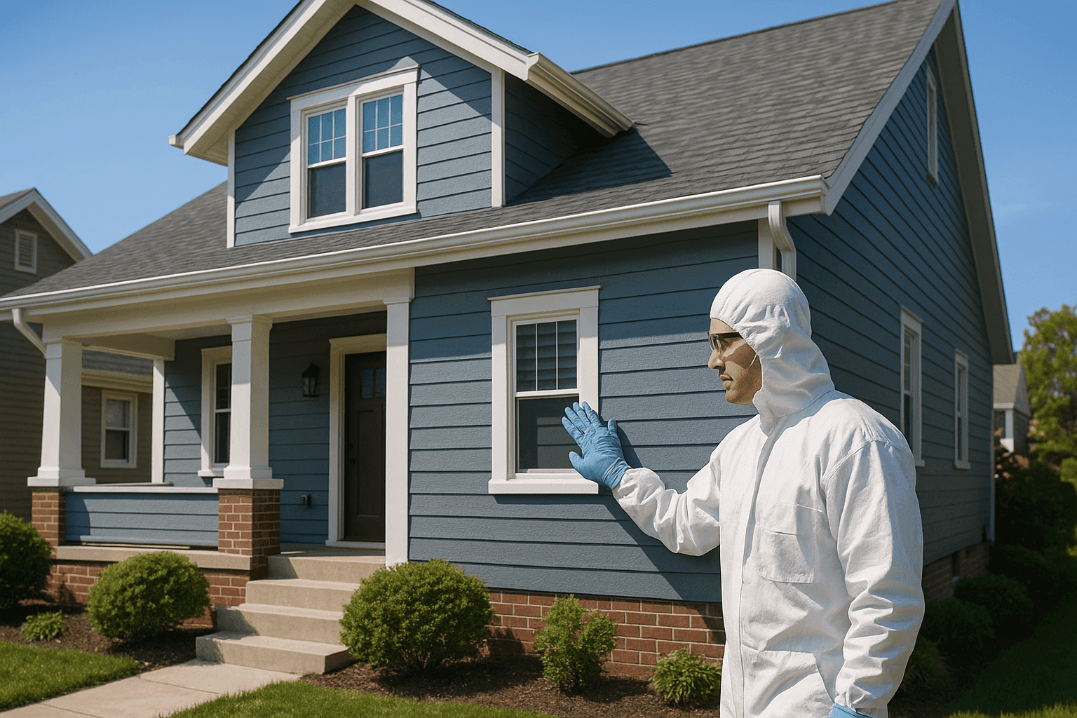 Fachada de casa bien mantenida con pintura limpia y vibrante después del cuidado estacional